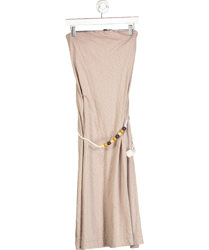 Free People Beige Beach Peyton Maxi Dress UK XS