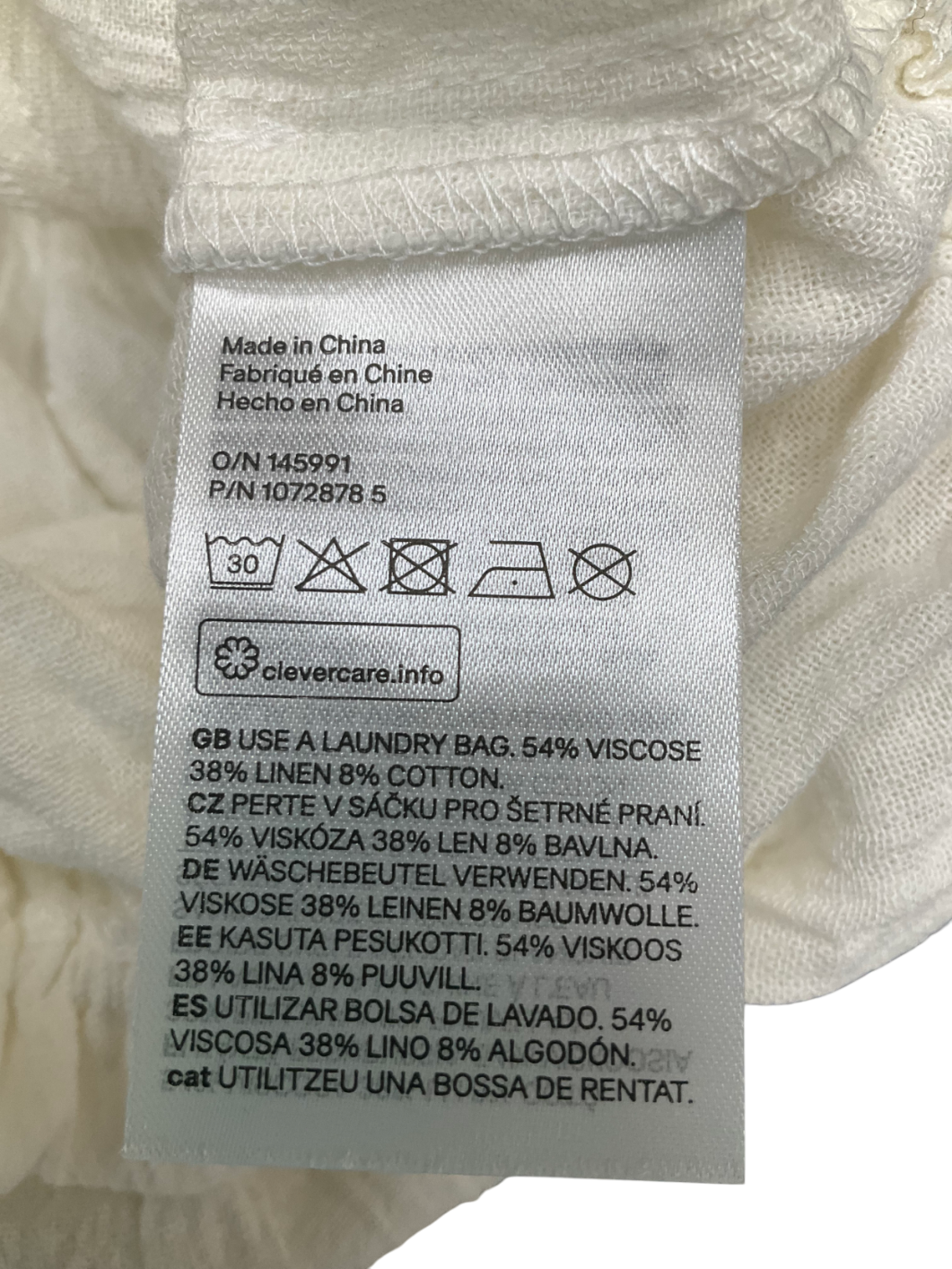 H&M White Off The Shoulder Linen Blend Top UK M