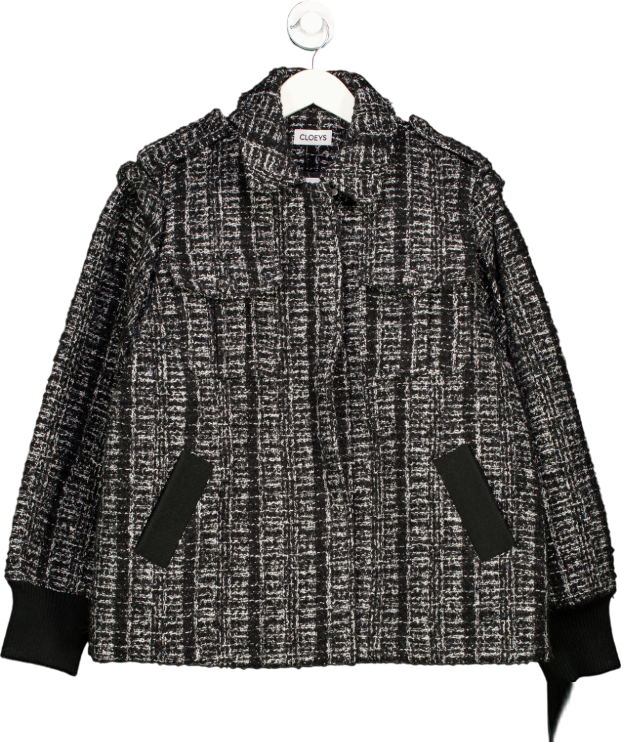 Cloeys Black Oversize Tweed Jacket UK S