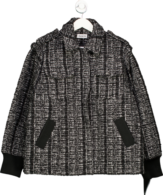 Cloeys Black Oversize Tweed Jacket UK S