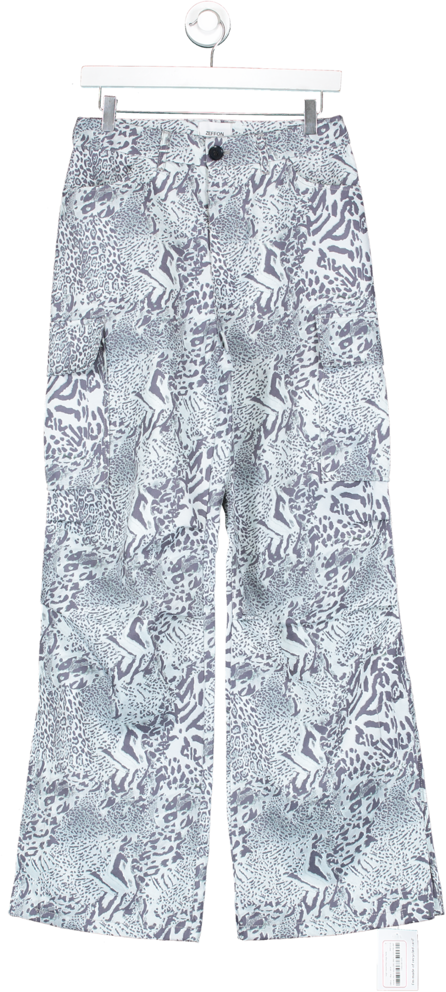 Zeffron Blue 'virgil' Animal Print Cargo Pants UK M