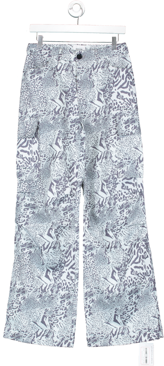 Zeffron Blue 'virgil' Animal Print Cargo Pants UK M