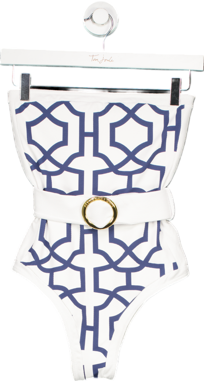 Alexandra Miro White/Blue Tile Print Swimsuit UK S