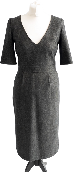 PIED A TERRE Grey Wool Blend Pencil Dress UK 10