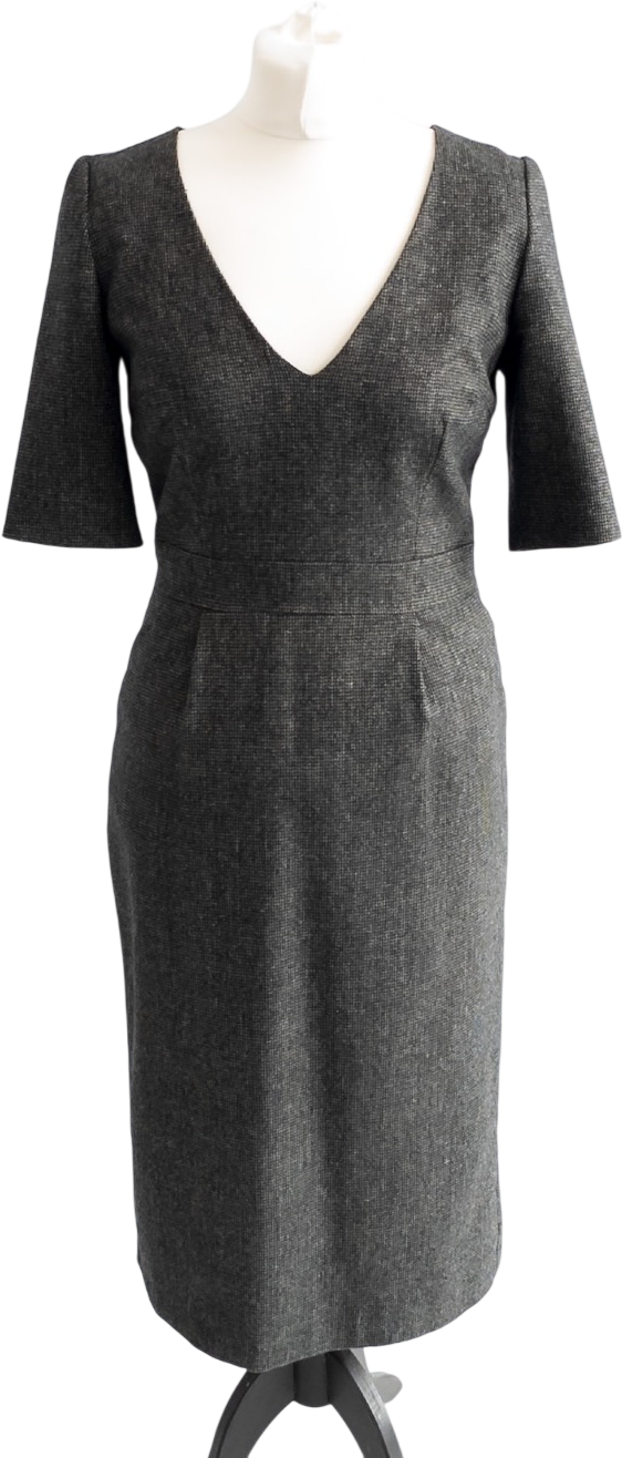 PIED A TERRE Grey Wool Blend Pencil Dress UK 10