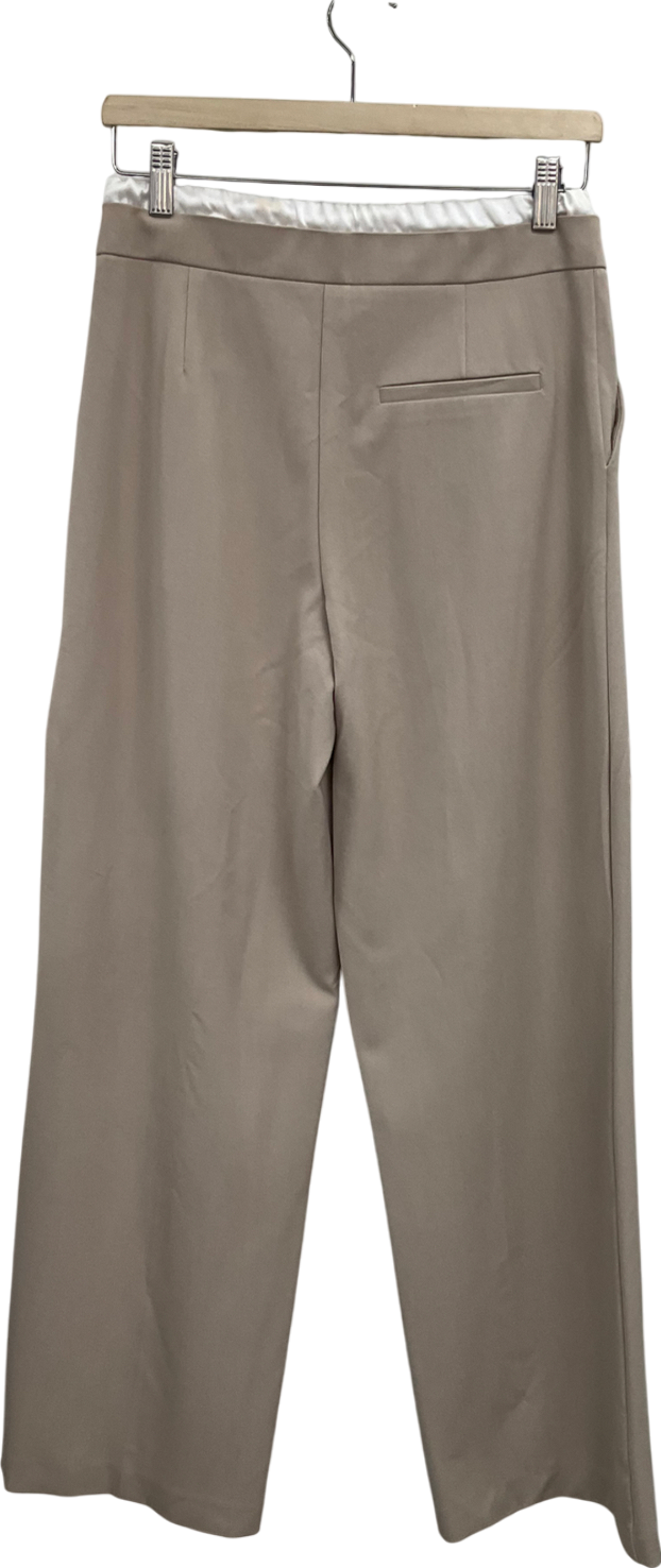 ZARA Beige Wide Leg Trousers UK S