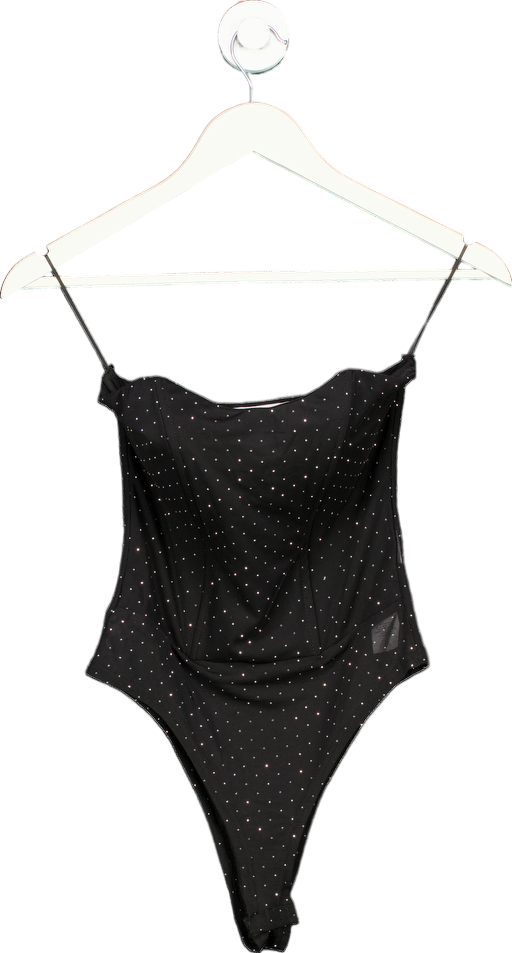 Quiz Black Embellished Bodysuit UK 8