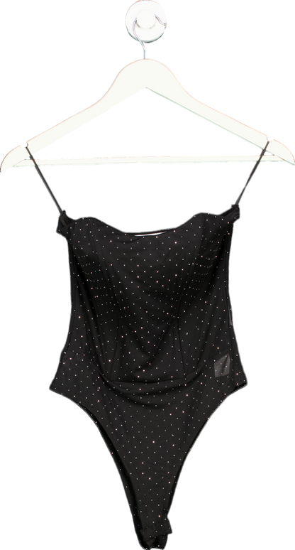 Quiz Black Embellished Bodysuit UK 8