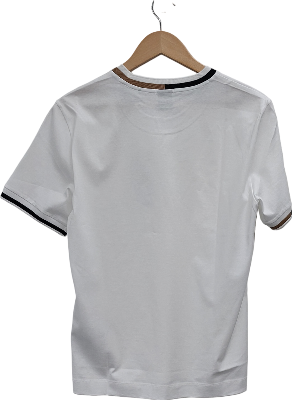 hugo boss White MERCERISED-COTTON T-SHIRT WITH SIGNATURE-STRIPE DETAILS UK S