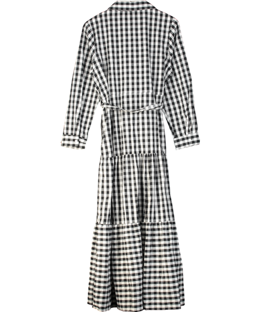 South of the River Black Lucinda Gingham Print Shirt Dress UK M