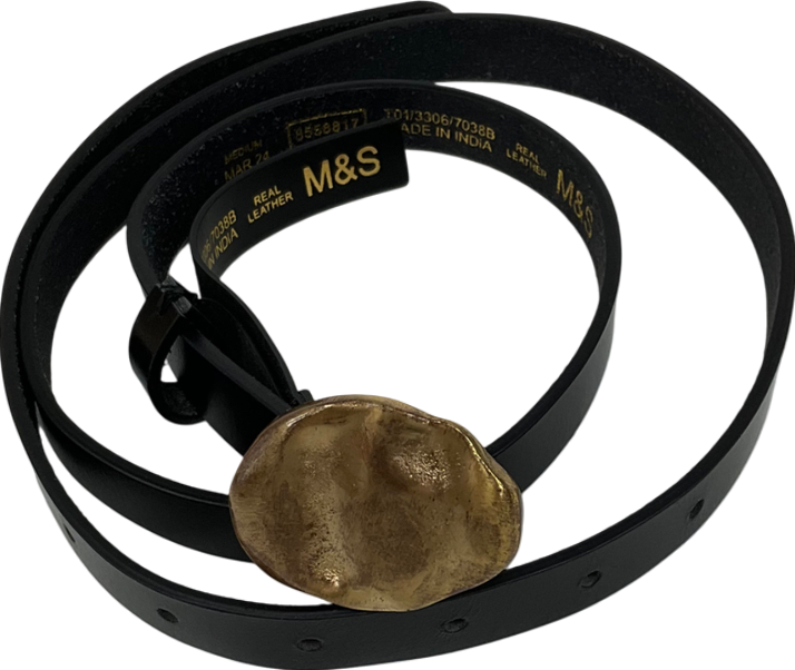 M&S Black Leather Belt UK M