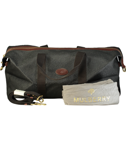 Mulberry Black / Tan Scotchgrain Leather Travel Weekend Bag