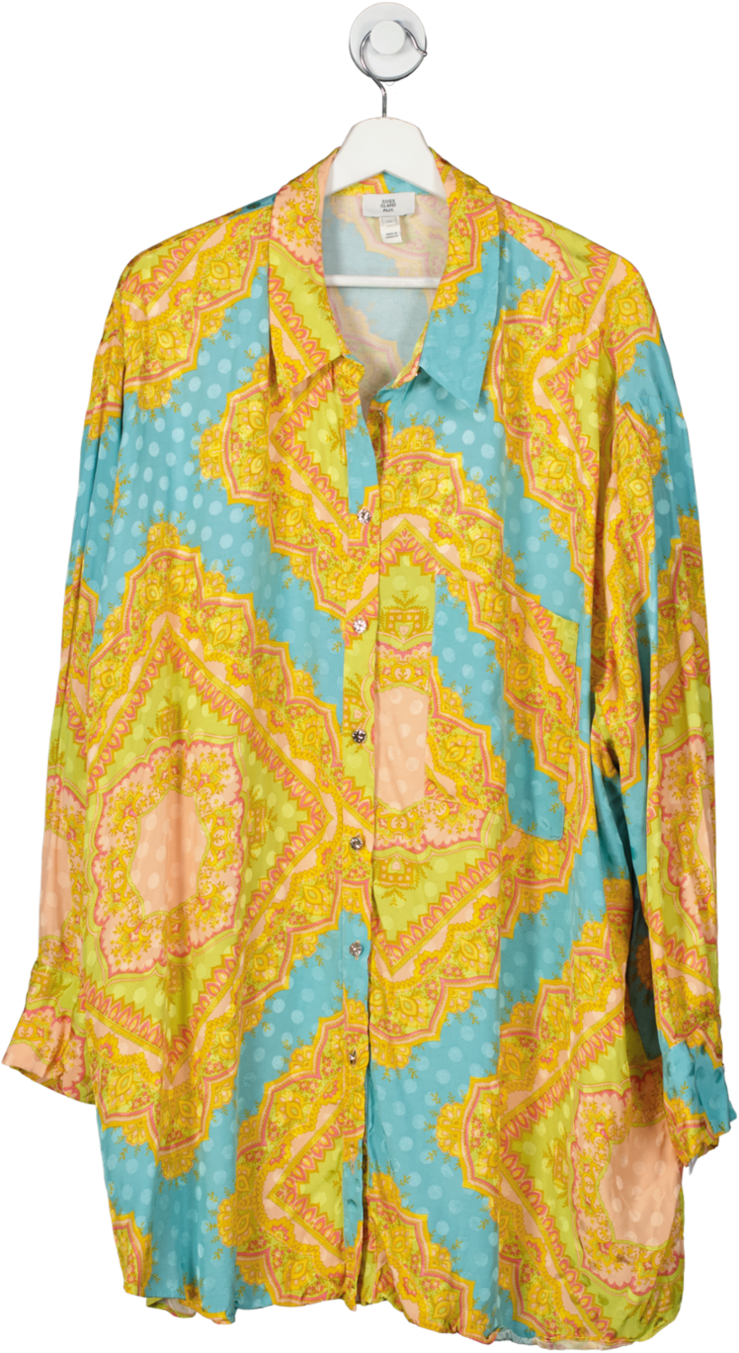 River Island Yellow Plus Ramadan Print Long Sleeve Shirt UK 26