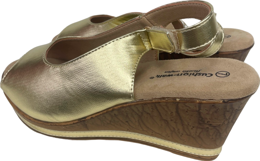 Cushion Walk flexible Comfort padded Gold Wedge Heel Sandals EU 40 UK 7
