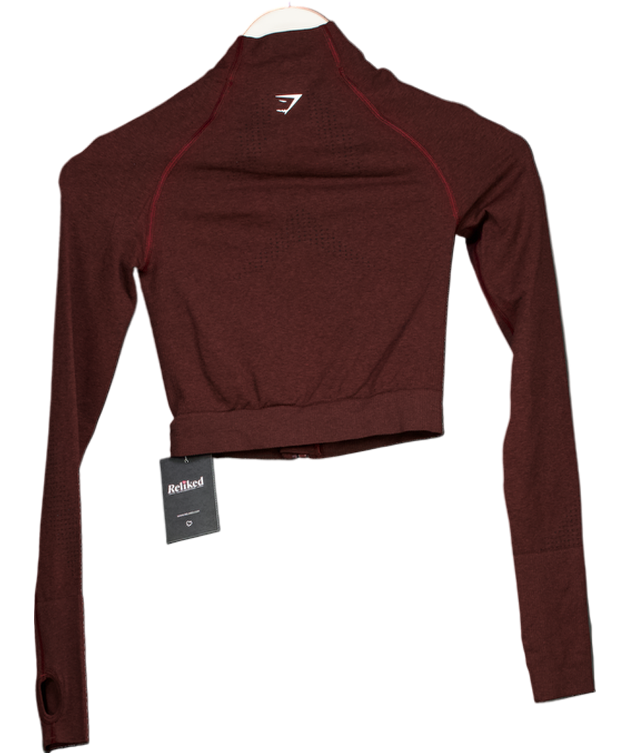 gymshark Red Burgundy Seamless Zip Jacket UK XS