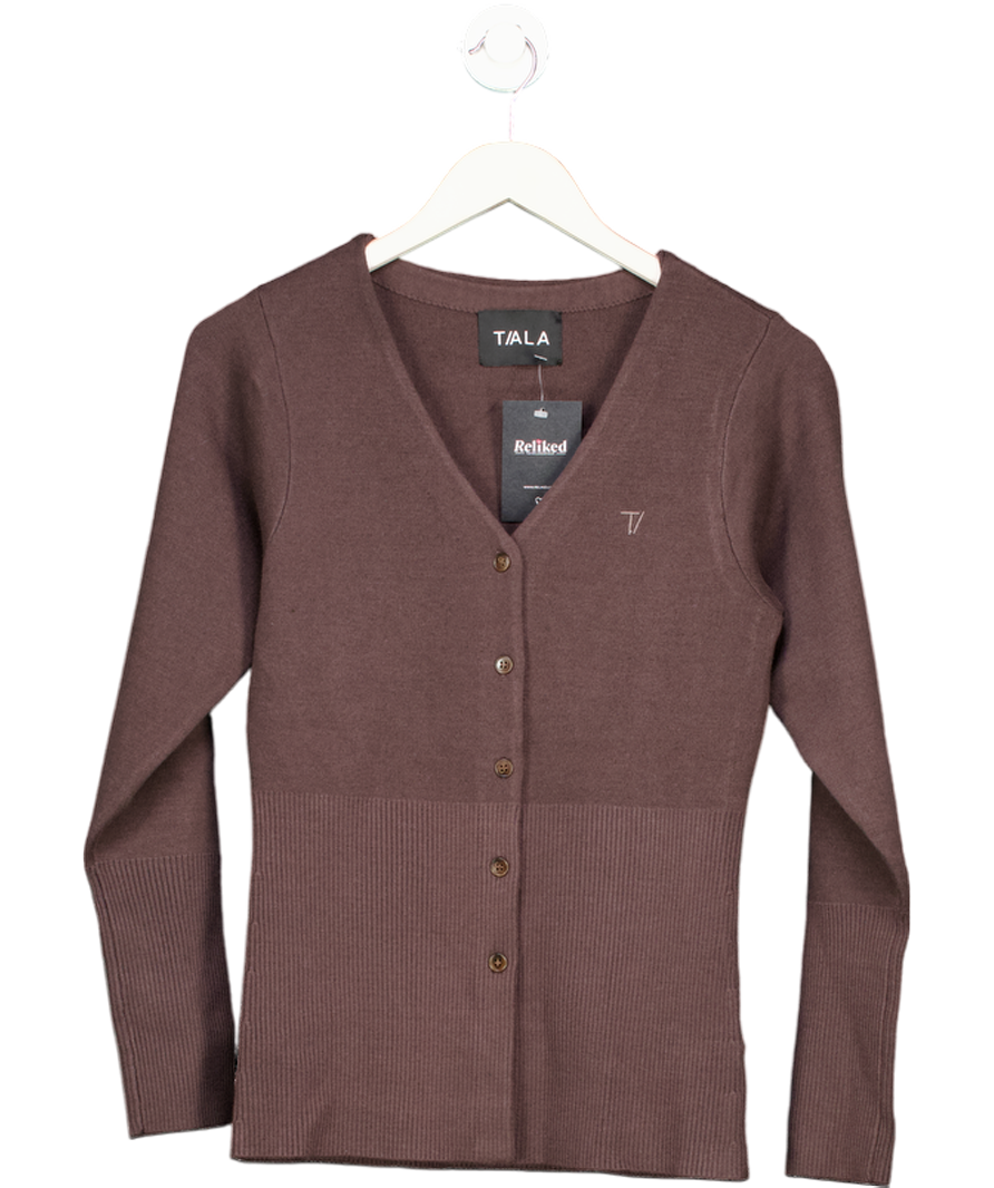 T/ALA Knit-waisted Cardigan - Mocha Brown UK L