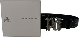 Duke + Dexter Black Peso Studded Belt UK S/M