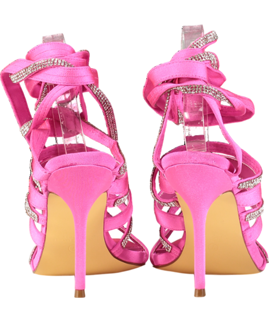 Liliana Pink Going Out All Night Wrap Up Heels UK 7 EU 40 👠