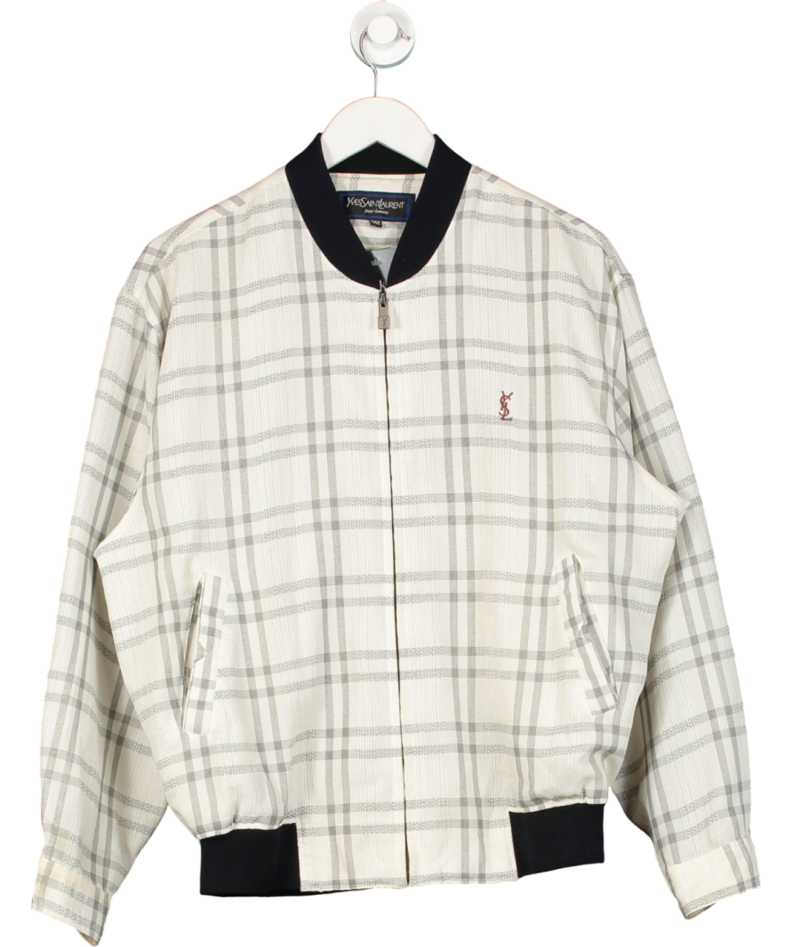 YSL Cream Vintage Bomber Jacket UK M