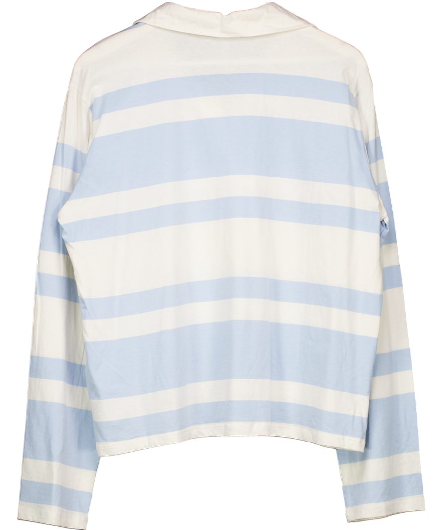 NA-KD White Long Sleeve Polo Shirt UK M