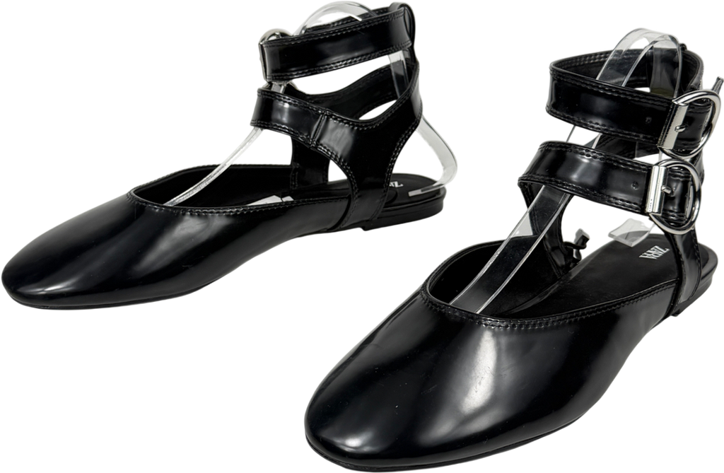 ZARA Black Buckle Ballet Pumps UK 8 EU 41 👠