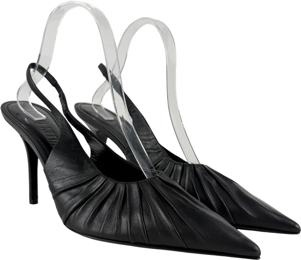 BRITT NETTA Black Angora Slingback UK 7 EU 40 👠