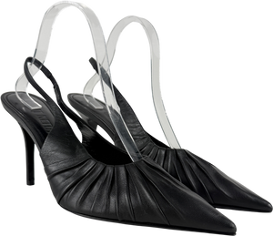 BRITT NETTA Black Angora Slingback UK 7 EU 40