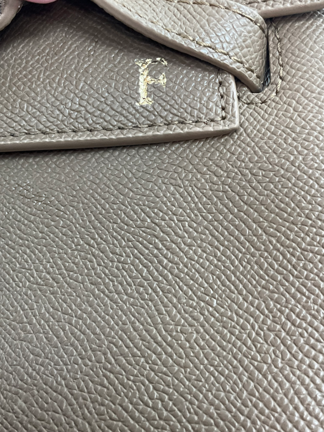 Brown Hand Held Bag, Cross Over with crossbody strap Monogrammed "F"