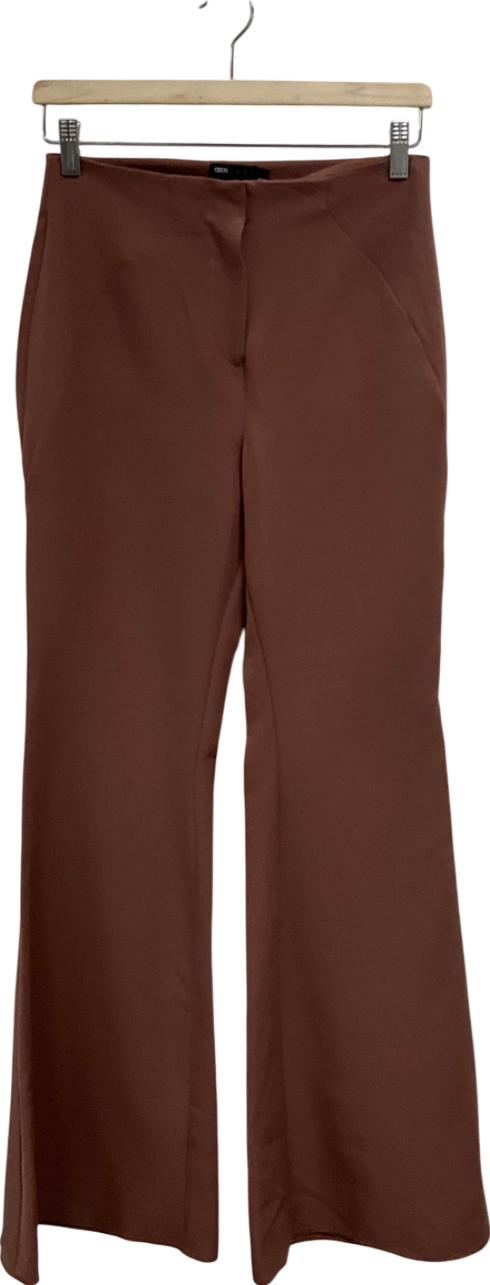 ASOS Brown Satin Flared Trousers UK 8