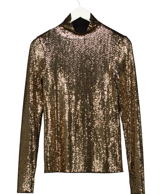 Maje Metallic Ligold Sequin Stretch Woven Top UK 8