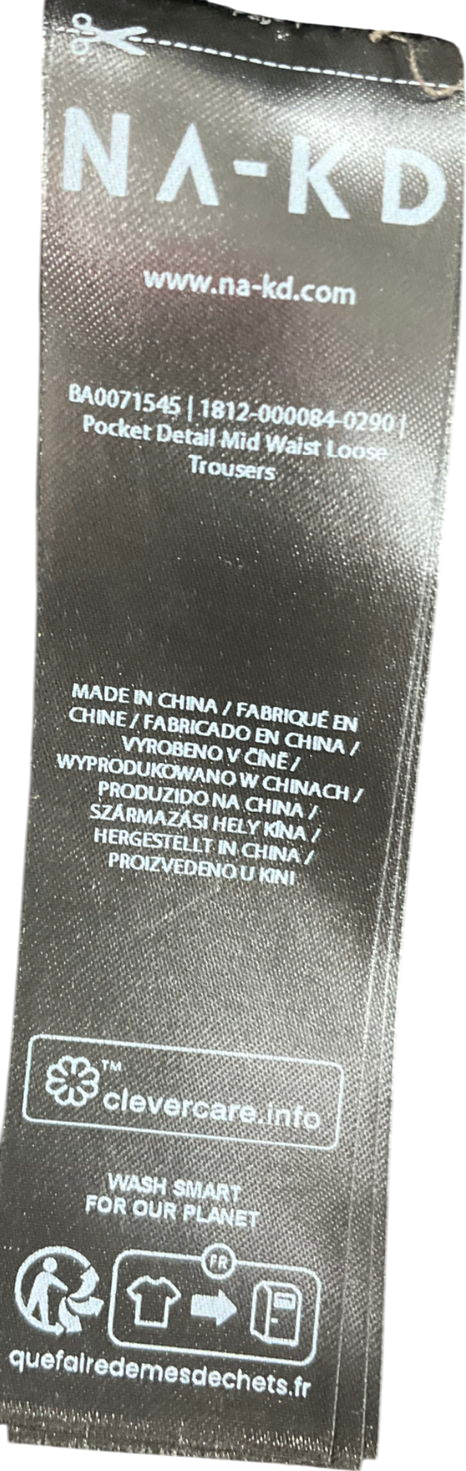 NA-KD Green Pocket Detail Mid Waist Loose Trousers W42