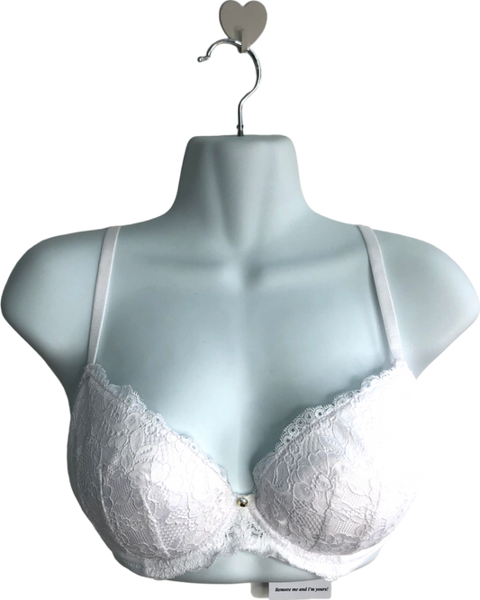 Ann Summers White Sexy Lace Planet Padded Plunge Bra UK 32D