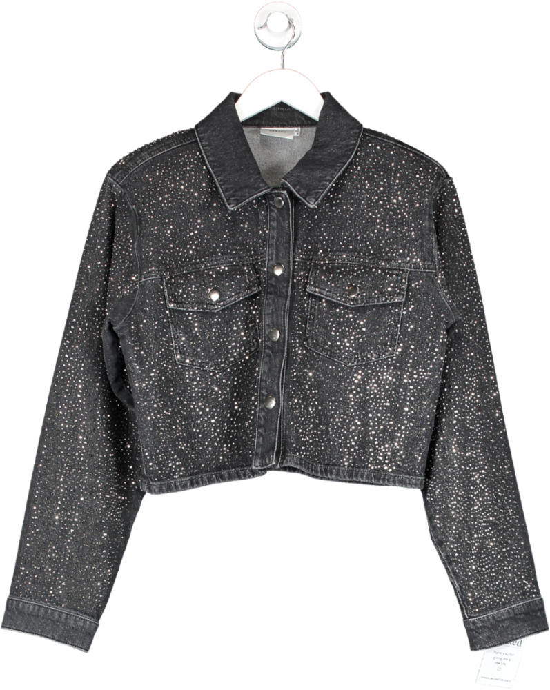 Gestuz Black Stud Embellished Denim Jacket UK 8