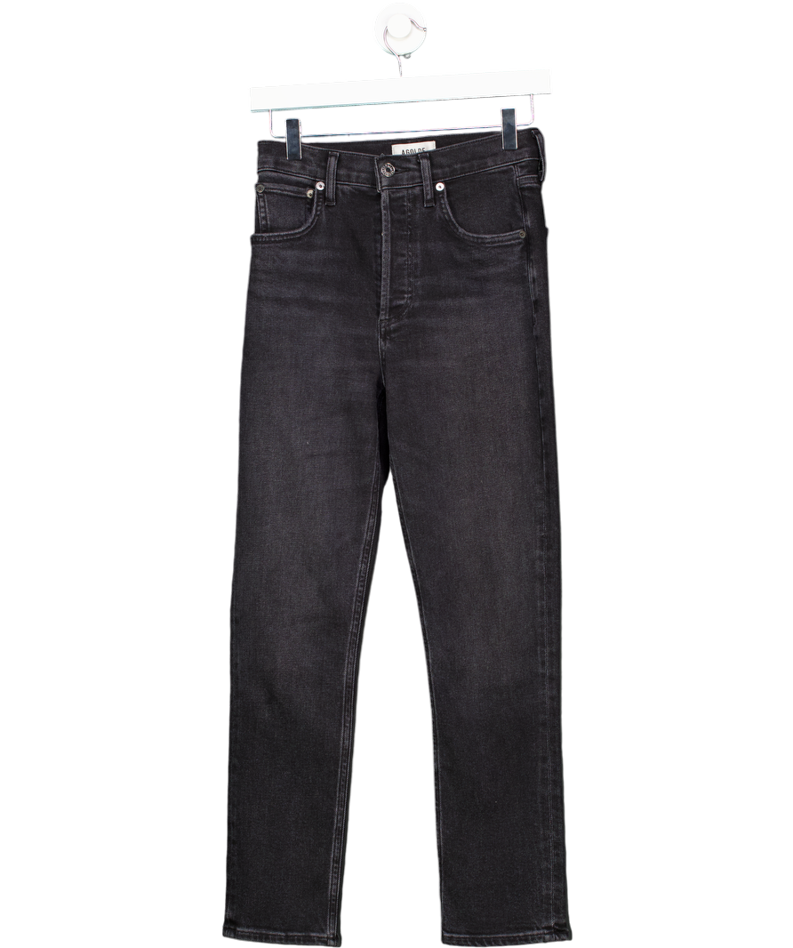 AGOLDE Black Riley High-rise Straight-leg Stretch-denim Jeans W24