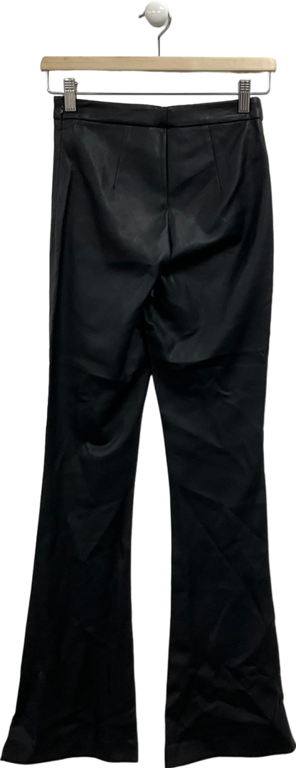 MANGO Black Faux Leather Flared Trousers UK 8