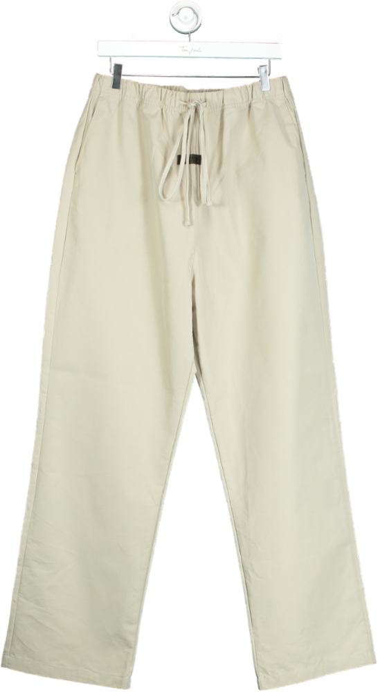 Fear of God Essentials Beige Relaxed Cotton Blend Trousers UK L