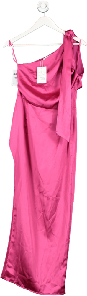 Aria Cove Pink Satin Maxi Dress UK 8