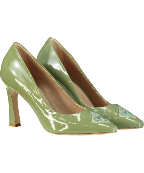 ATANA Green Fiorellini Pump In Semi-patent Leather UK 5 EU 38