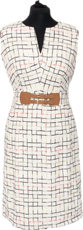 Milly NY White Tweed Buckle Detail Midi Dress Us6 UK 10
