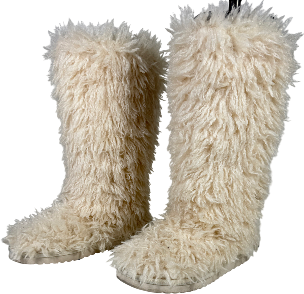 Reserved Cream Faux Fur High Boots UK 3 EU 36 👠