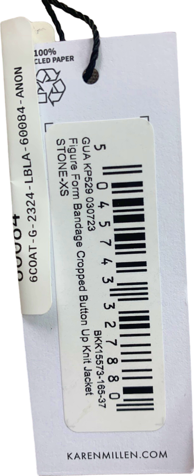 Karen Millen Stone Figure Form Bandage Cropped Button-Up Knit Jacket XS