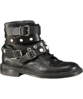 Pinko Black Leather Pearl & Crystal Trimmed Biker Boots UK 5 EU 38 👠
