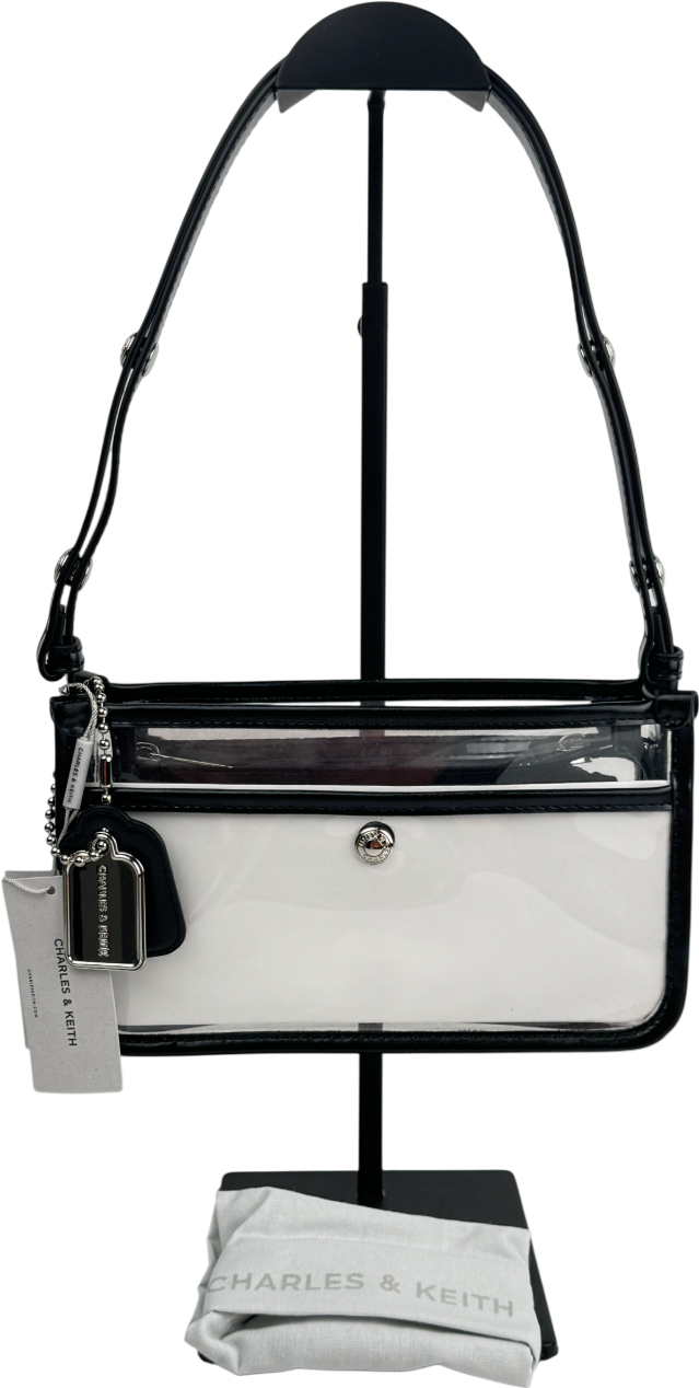 Charles & Keith Black / White Norah Shoulder Bag