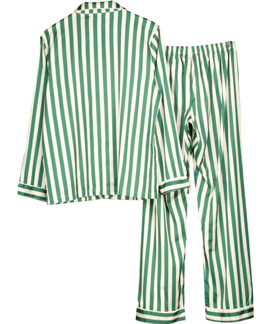 The NAP Co. Green Satin Stretch Stripe Pyjamas UK S