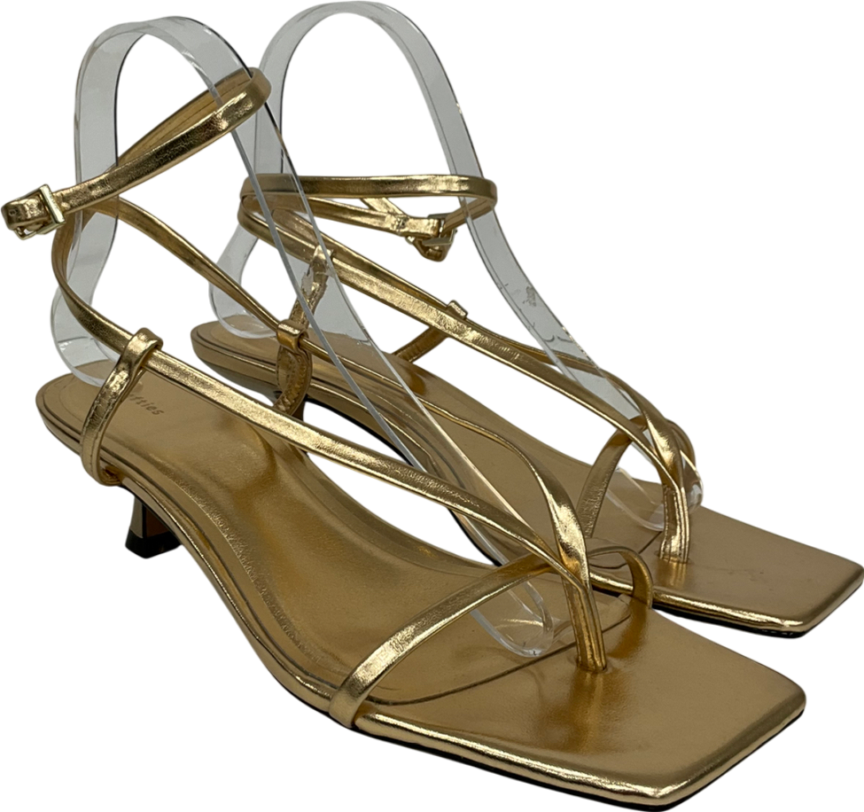 lefties Metallic Kitten Heel Gold Strappy Heel UK 5 EU 38 👠