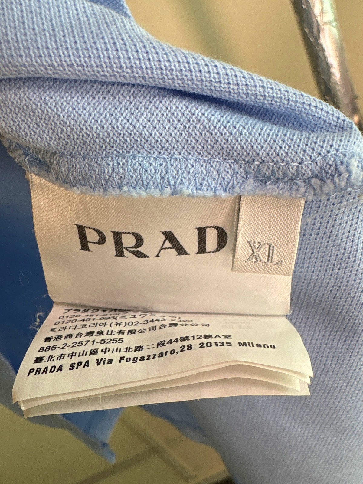 Prada Light Blue Polo Shirt UK XL