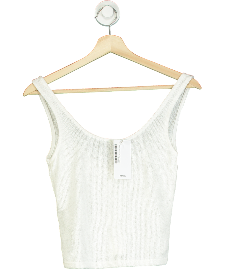 MANGO White Knit Strap Top UK S