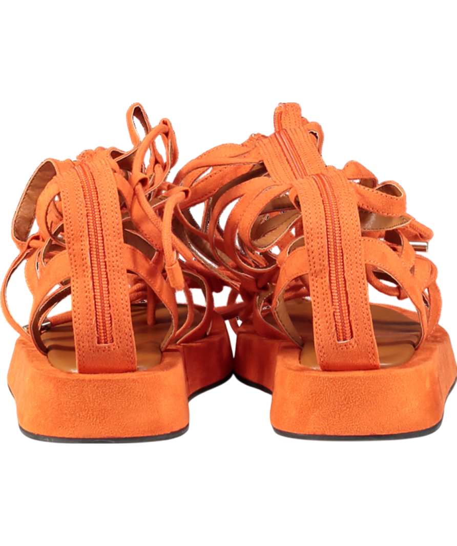 River Island Latina Orange Tie Up The Leg Sandal UK 8