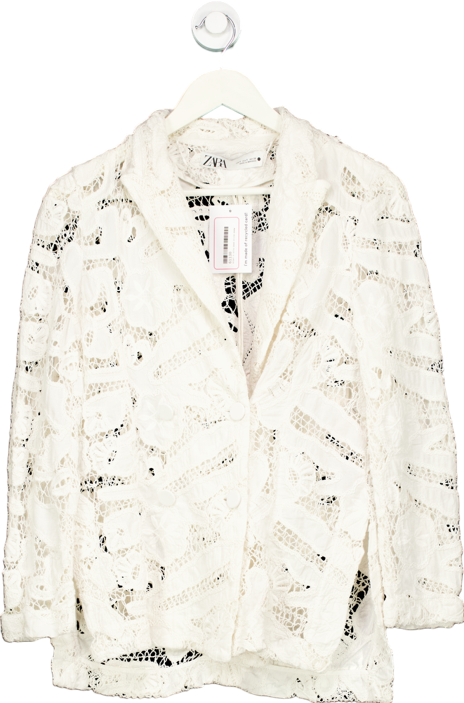 ZARA White Lace Blazer UK S