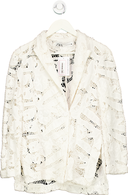 ZARA White Lace Blazer UK S